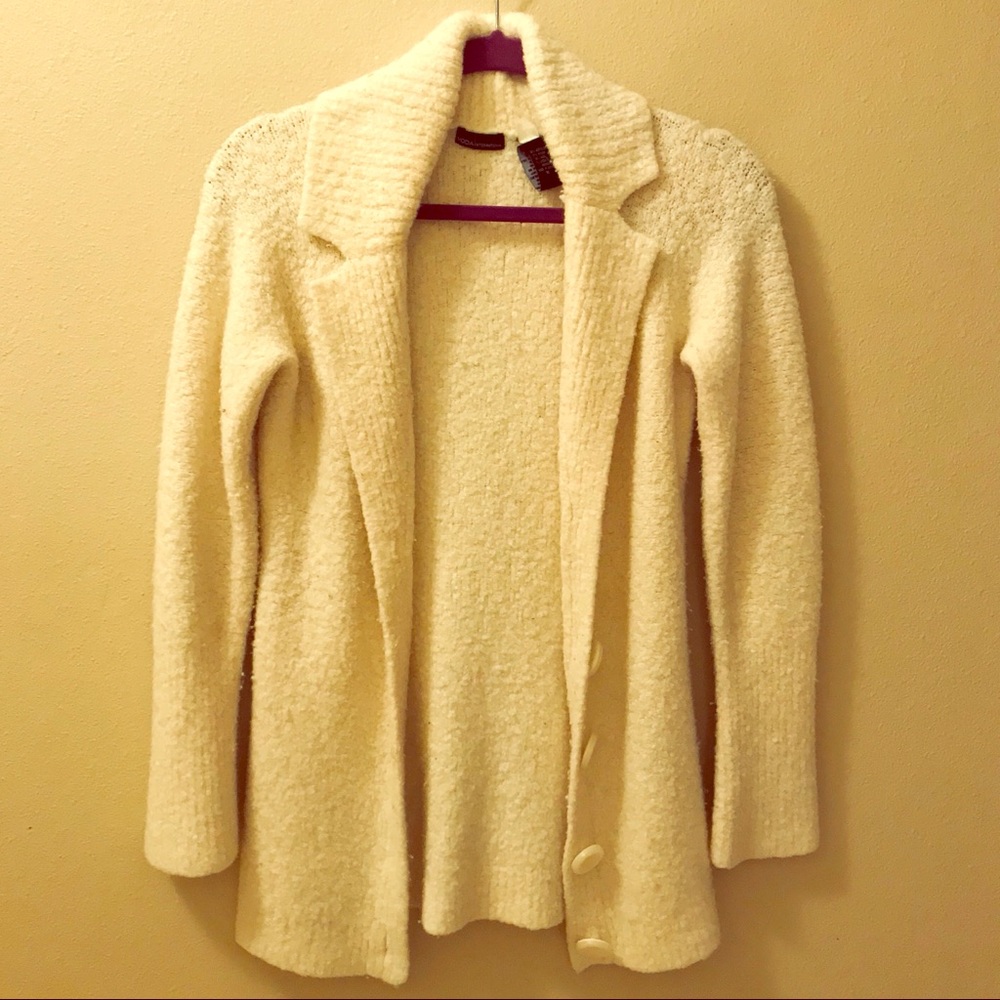 Moda International White Sweater Jacket - Medium - Picture 1 of 7